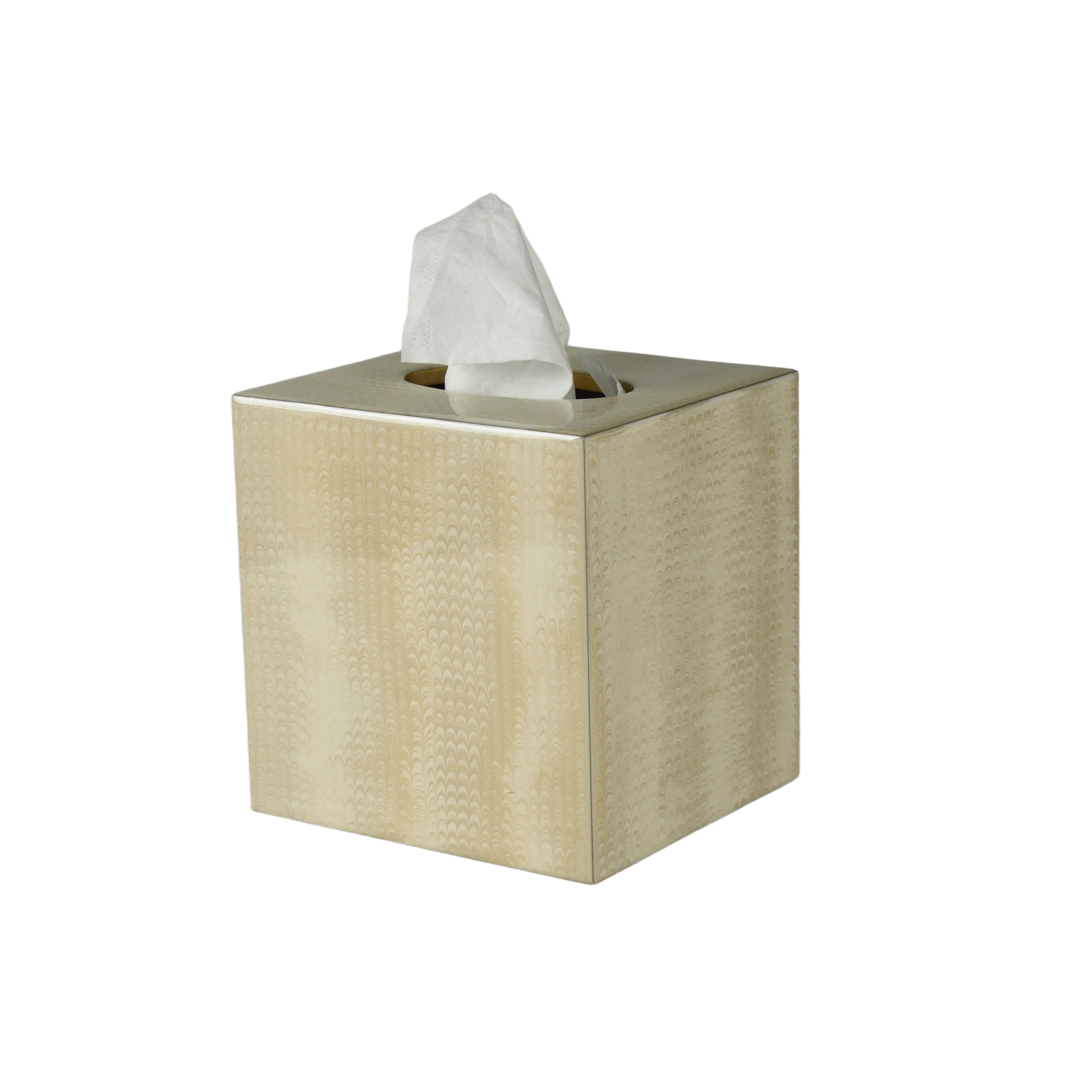 tissue box with hand enamel twill pattern