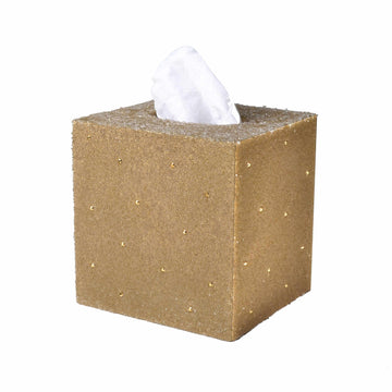 Tissue boutique with gold mini spheres and random crystals
