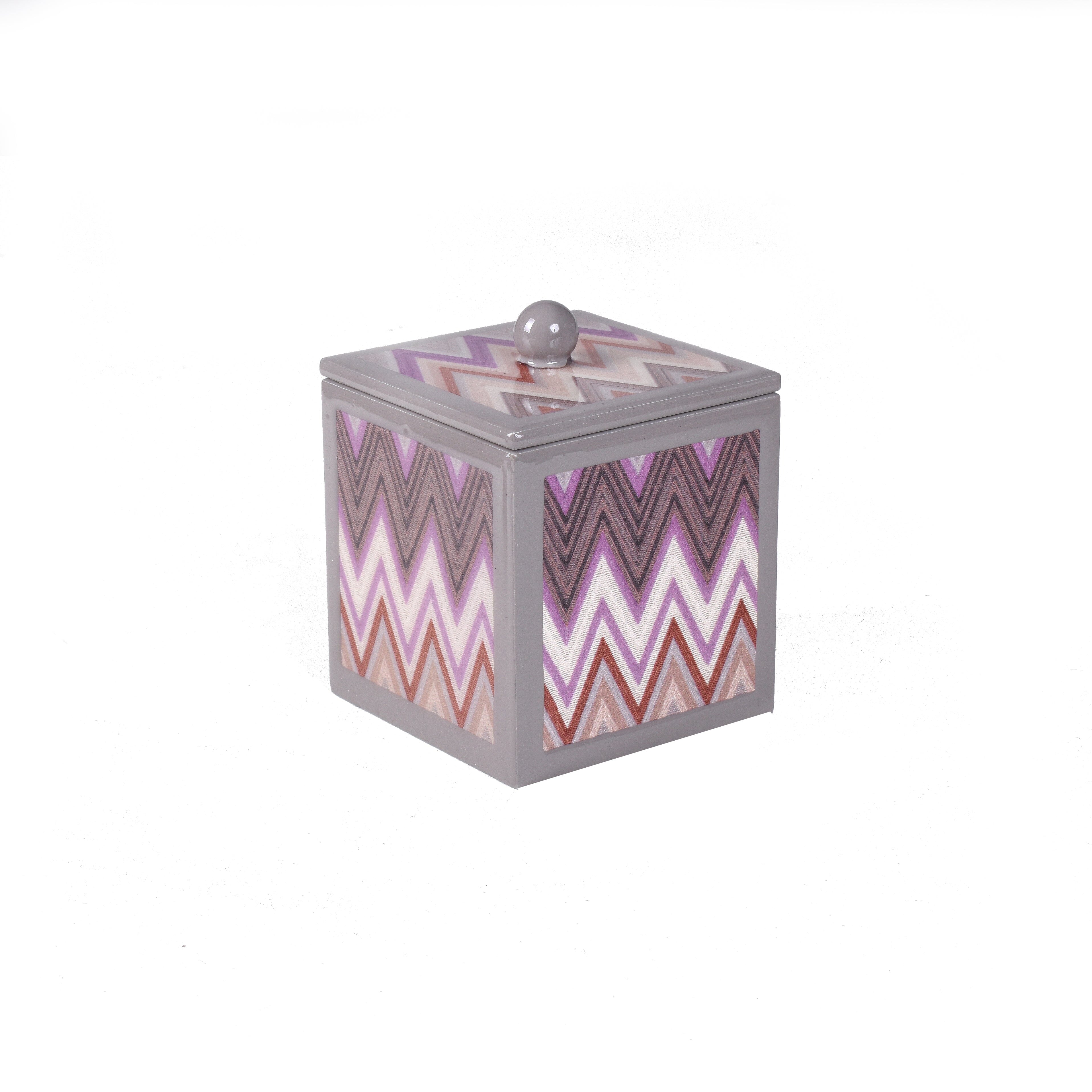 Lidded container in chevron print