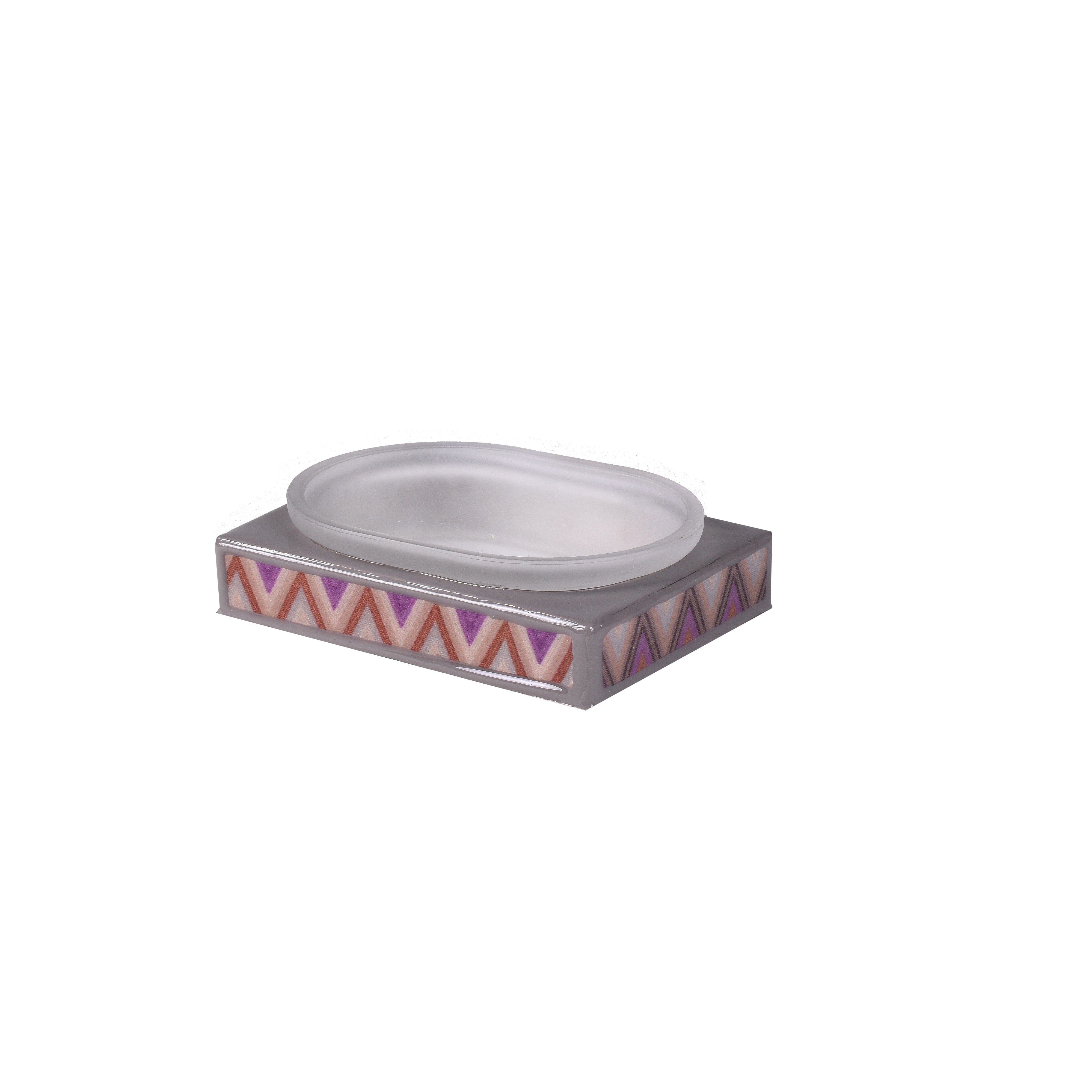 Rectangular soap dish with decorative zigzag pattern 