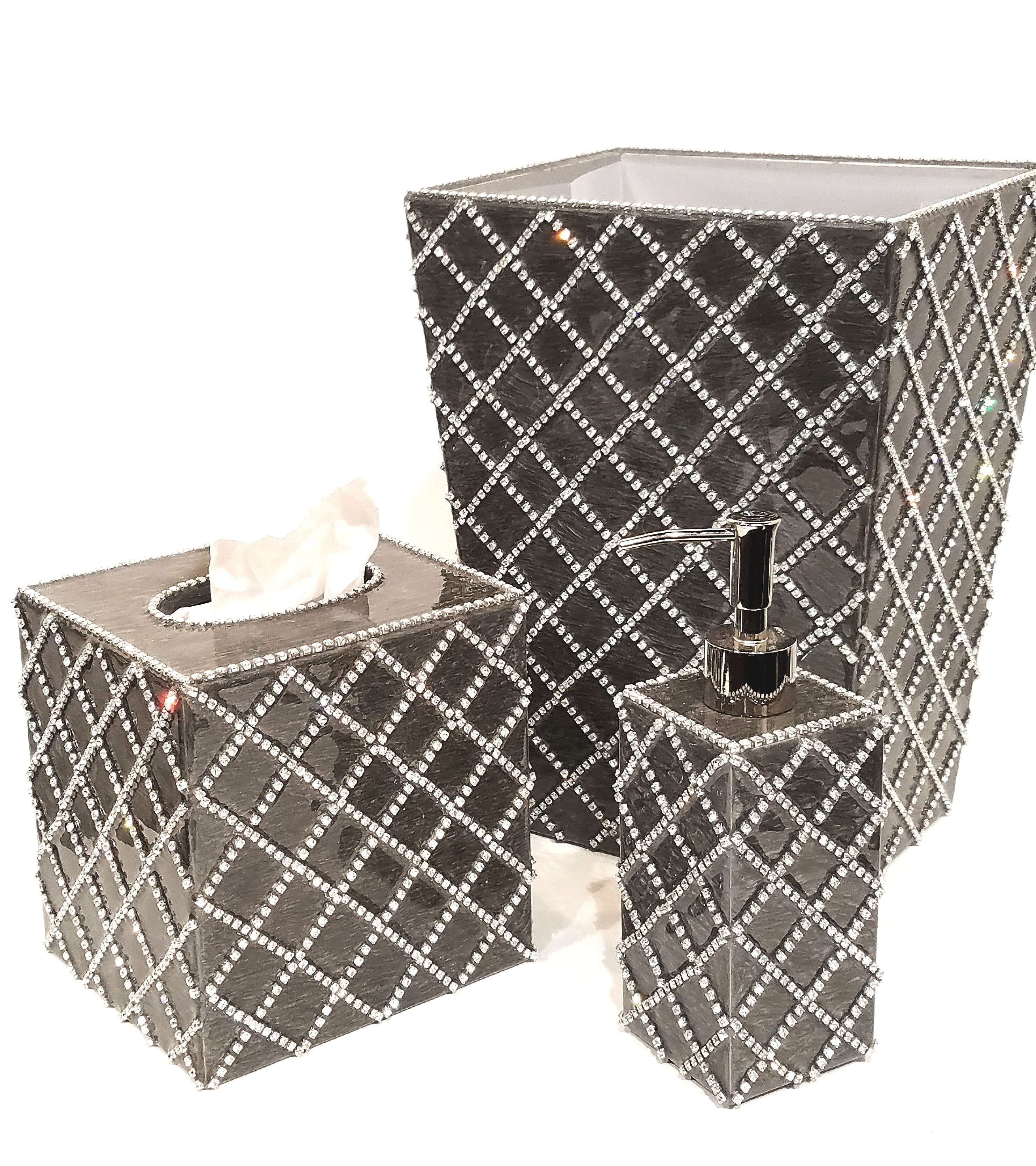 Bath Set hand wrapped in rhinestone chain