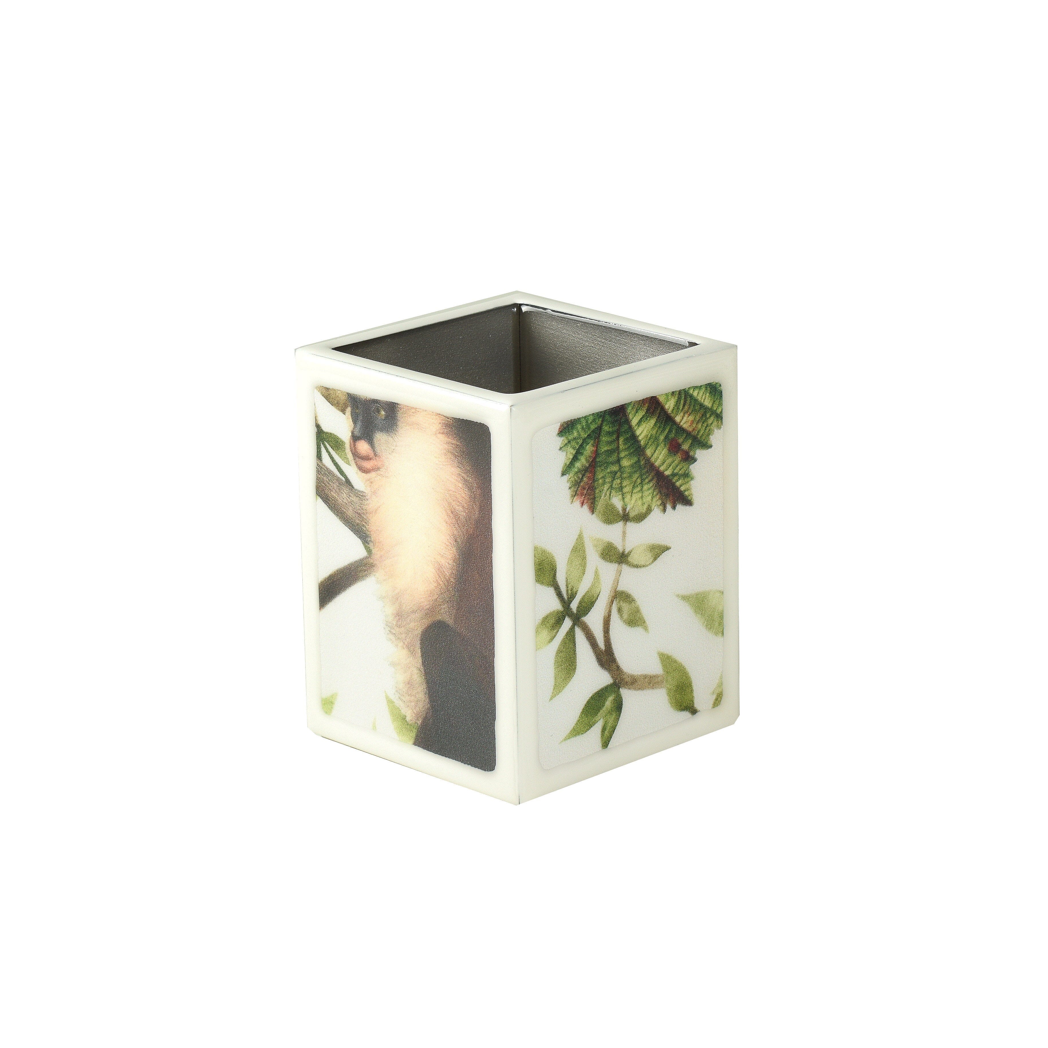 Brush holder with monkey pattern