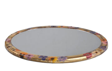 Fleur Oval Vanity Tray with mirror and wild flowers