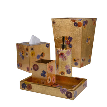 Gold leaf bath set with wildflowers on all sides