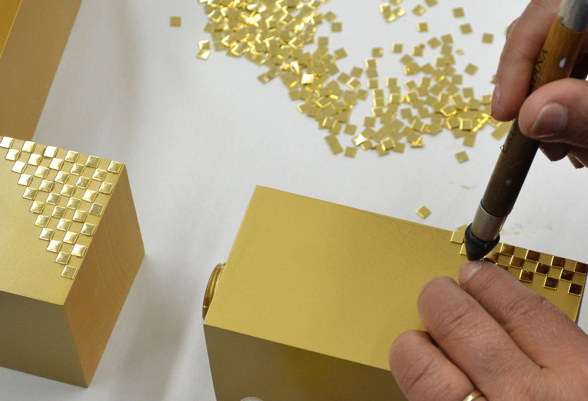 Handwork embellishment on bathroom accessories