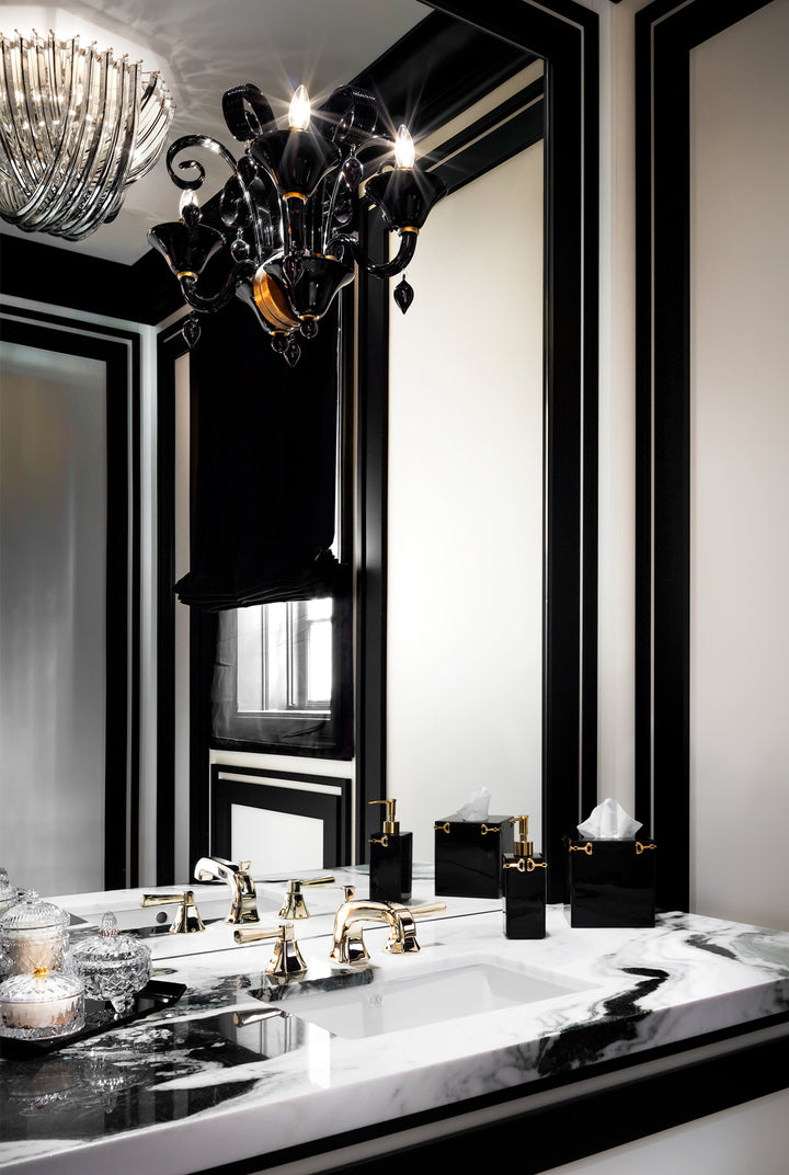 Black dramatic bathroom with black Hamptons Collection