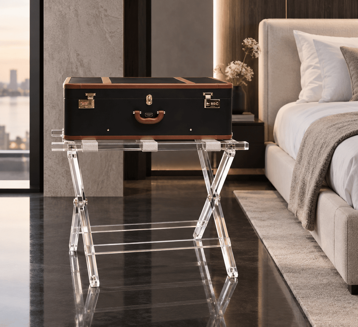 Ice Lucite Luggage Rack