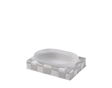 Quattro Rectangle Soap Dish decorated in abstract check