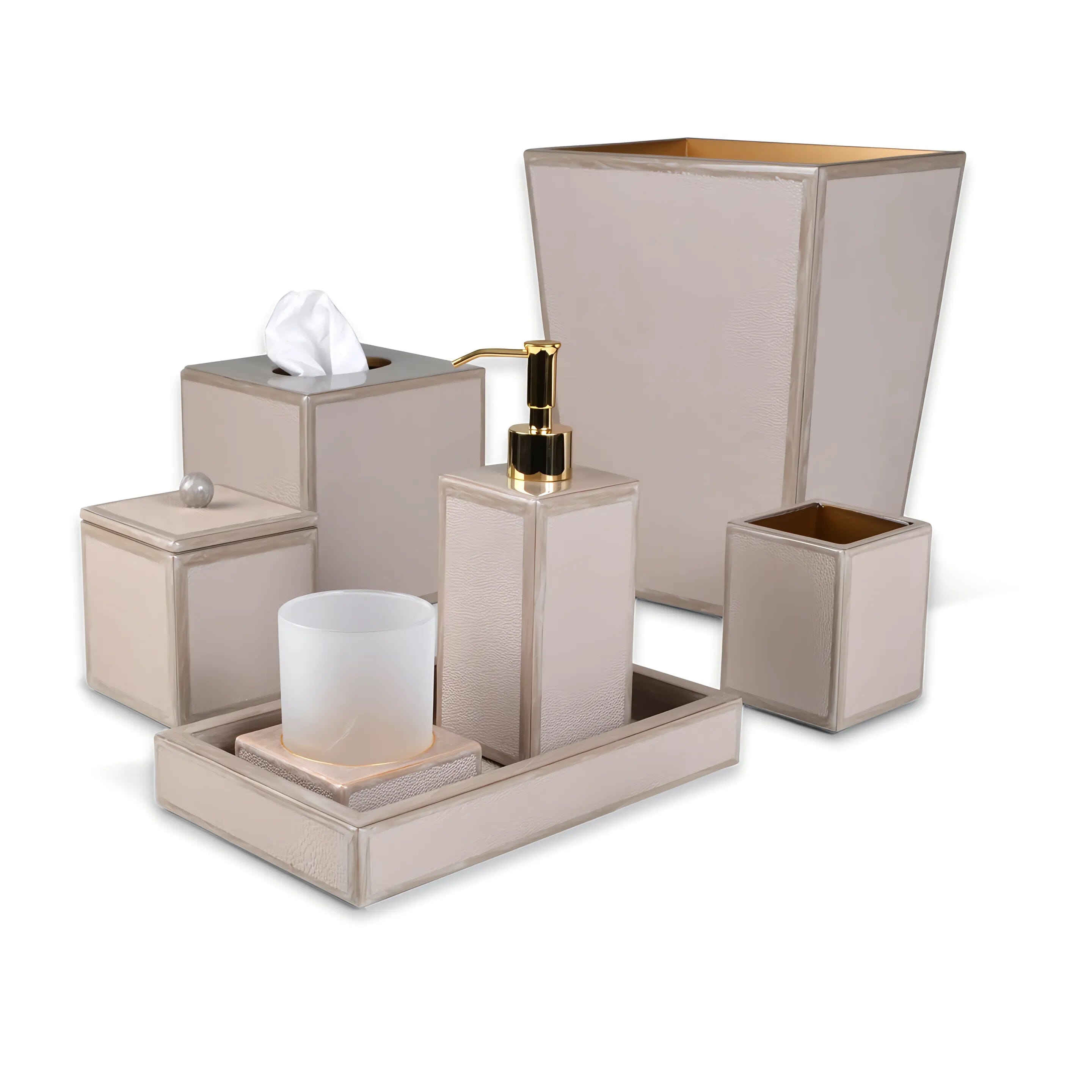 Beige Shagreen bathroom set