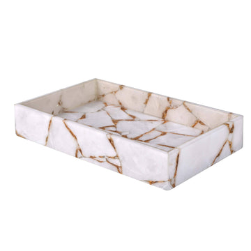 White Quartz with gold foil tray