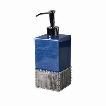 MACK Box Pump hand enameled in French Blue with Whiting + Davis silver metal mesh
