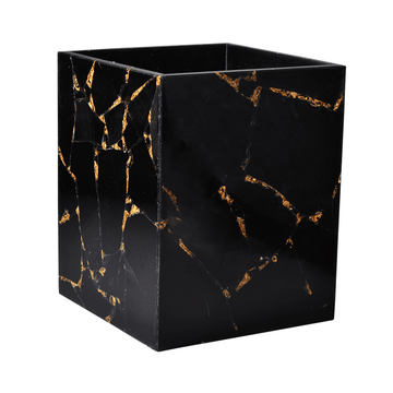 Gemstone Premium Obsidian w/gold wastebasket