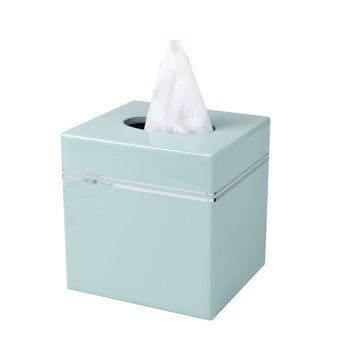 Resort Tissue box cover in spa color with silver pinstripe