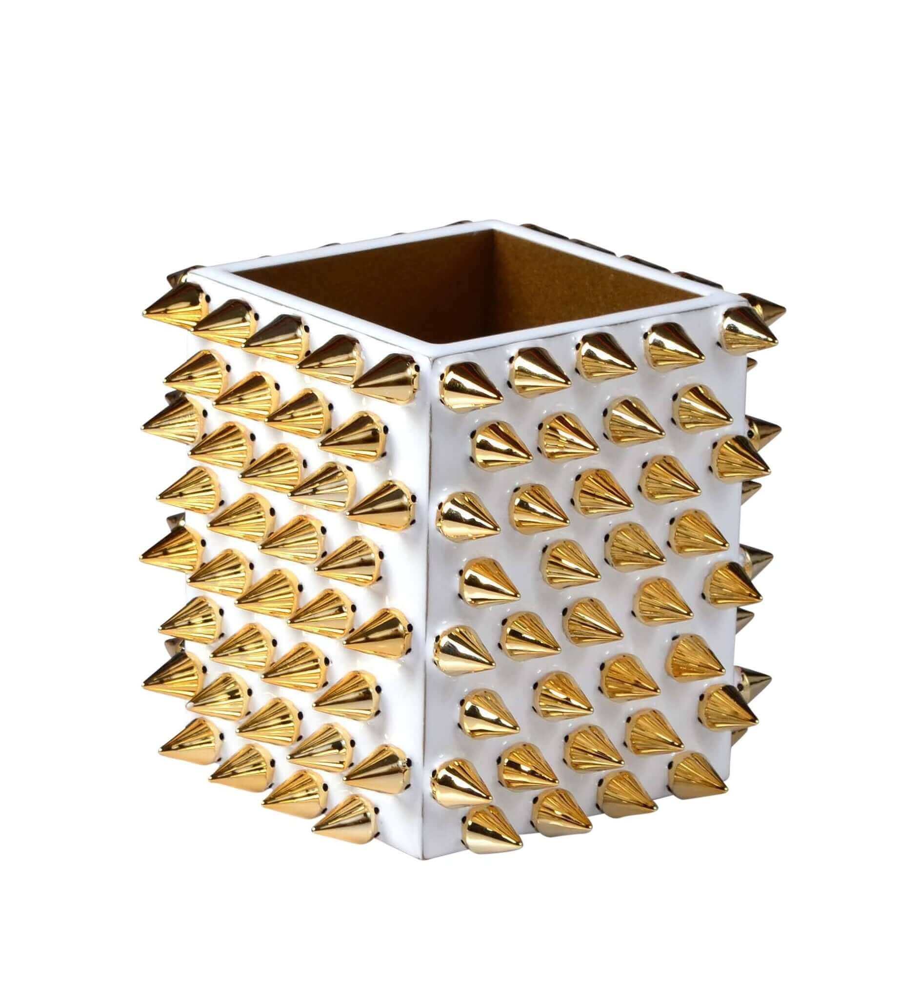 Mike + Ally Quill Gold Brush Cup - black bathroom accessories