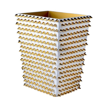 Mike + Ally Quill Gold Spikes Wastebasket - black bathroom accessories