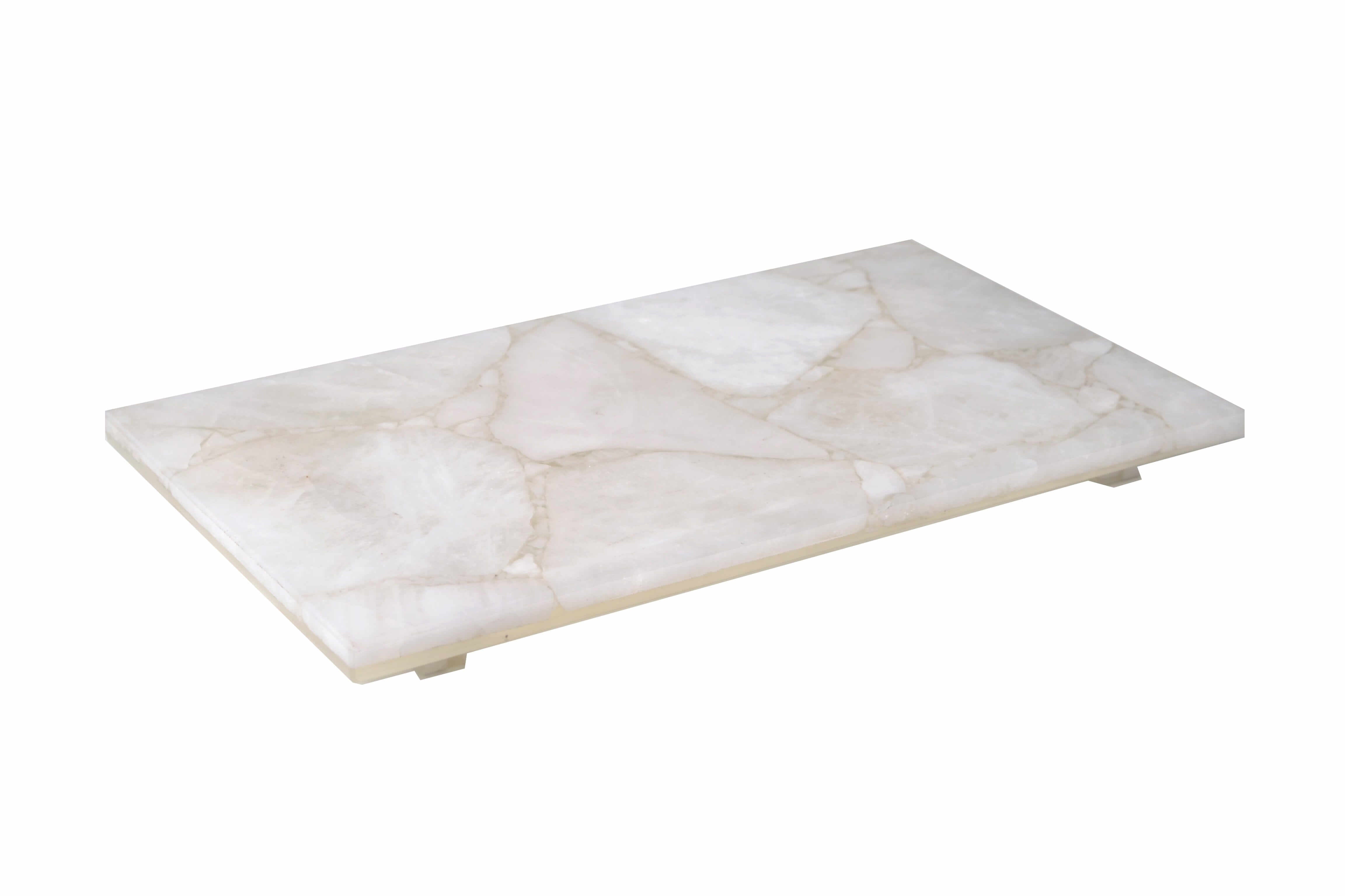 TAJ Milky White Small Tray with Feet - Bathroom Decor