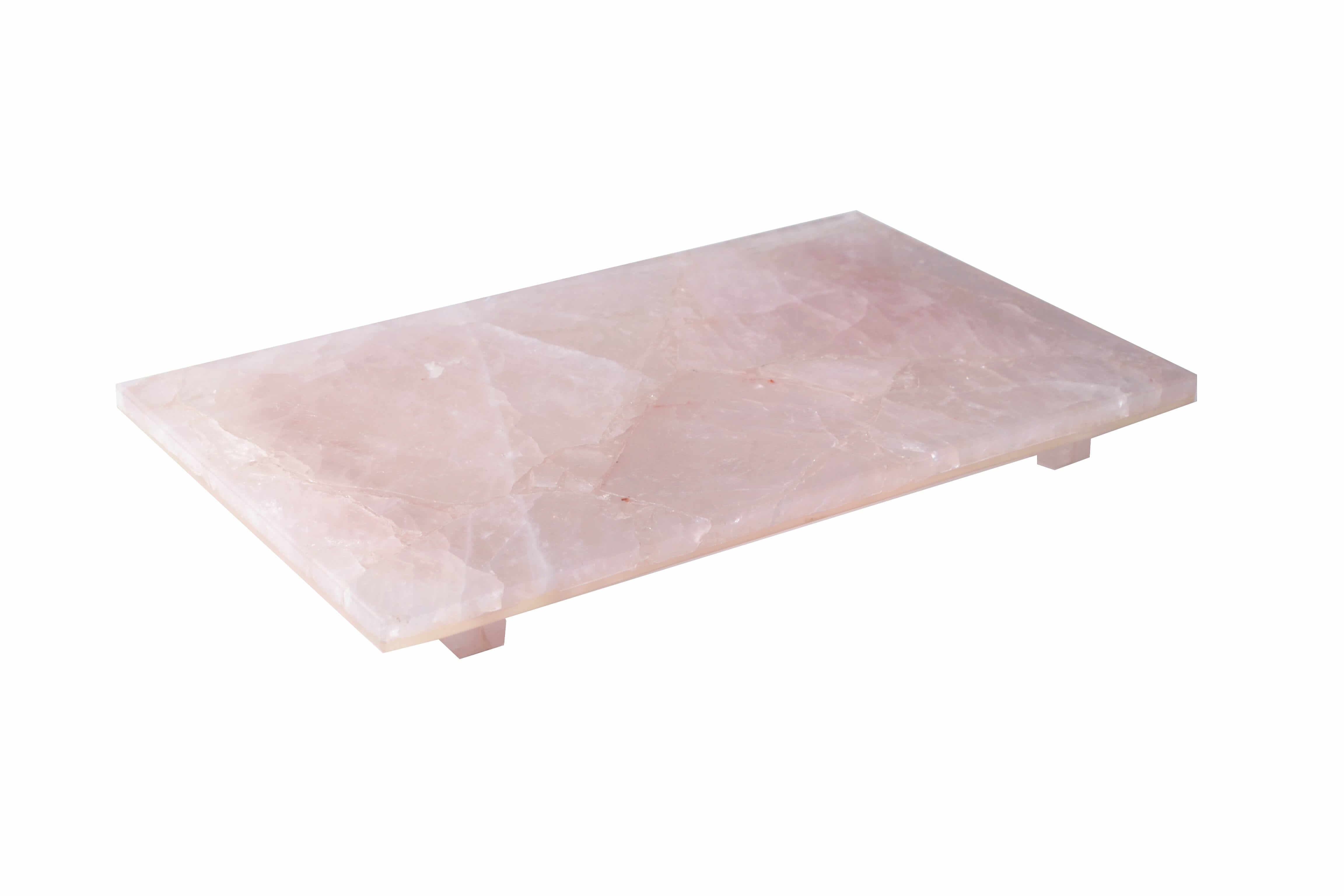 Taj Rose Quartz Small tray with Square feet