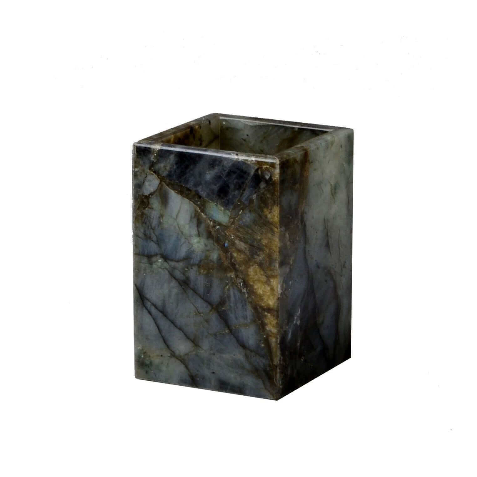 Mike + Ally Taj Labradorite Brush Holder - Bathroom accessories set