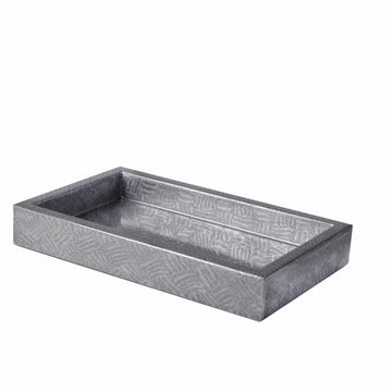 Tilly small rectangle tray hand enameled in silver metallic basketweave pattern